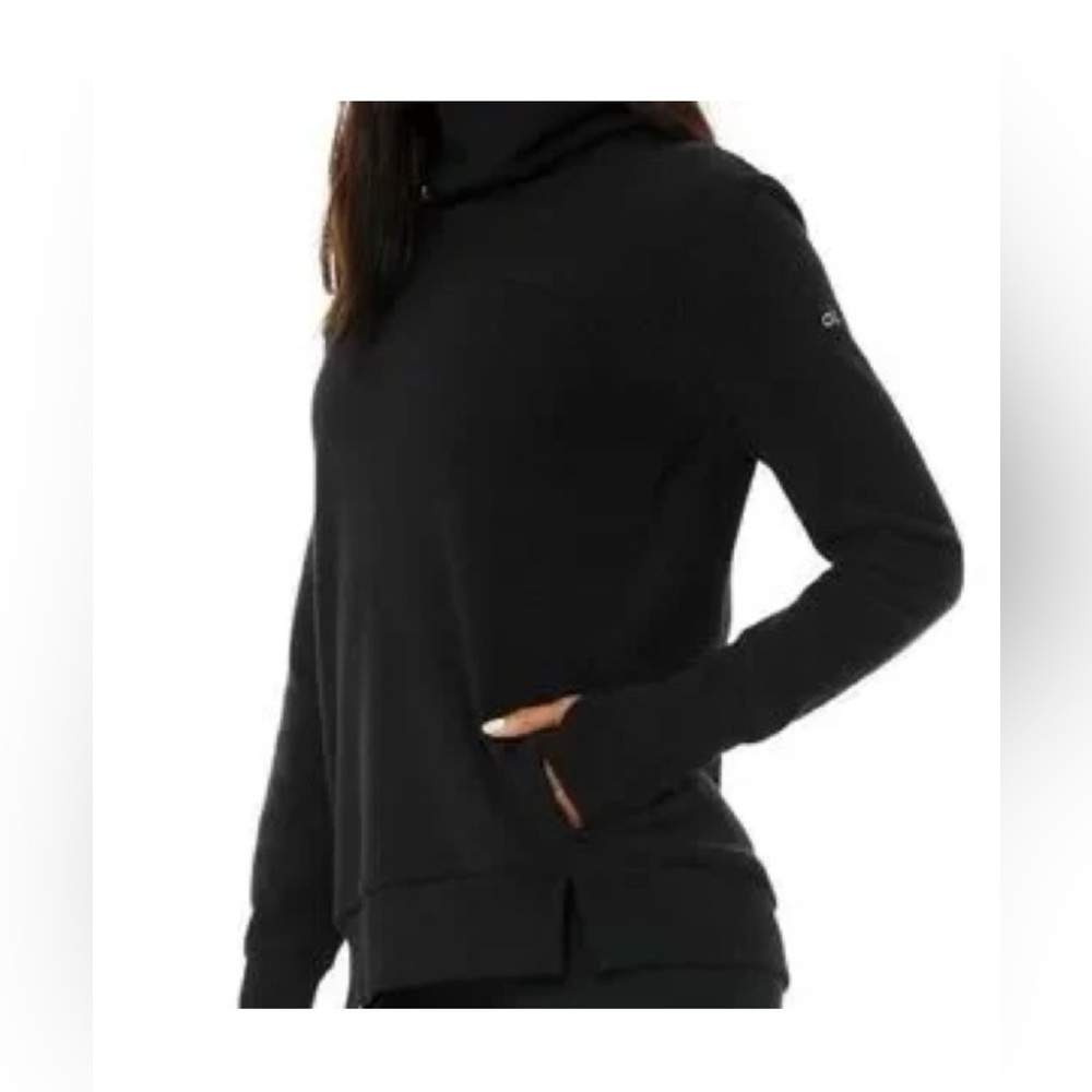 ALO Yoga Women’s Black Haze Turtleneck Sweatshirt Size Medium Pullover Fleece - Picture 2 of 10